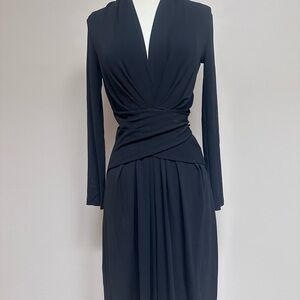 Michael Kors Black Long Sleeve Wrap-Style Dress